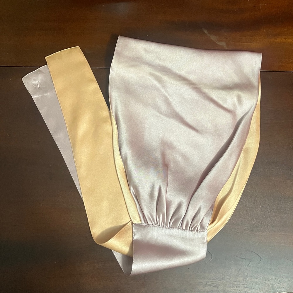Pink & Peach Silk Satin Wrap Around Sleep Head Scarf / Bonnet